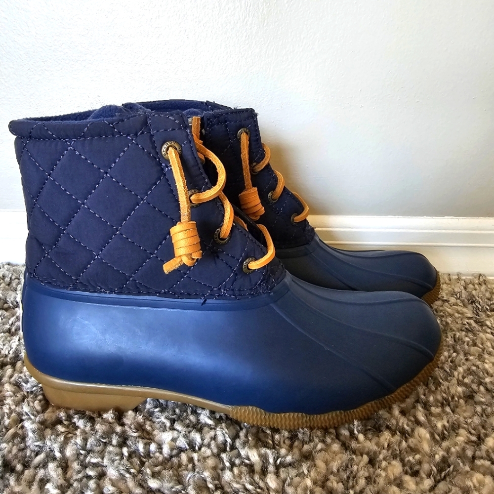 Sperry Saltwater Quilted Outdoor Duck Boots Size 7.5 Blue Hiking Camping - Picture 5 of 9